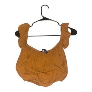 Forever 21 Golden Yellow Ruched Crop Top Blouse | Size M